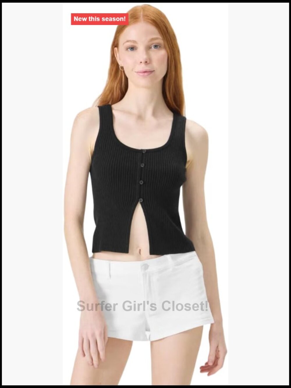 Recycled Cotton Black Tank Top Sleeveless Square Tank